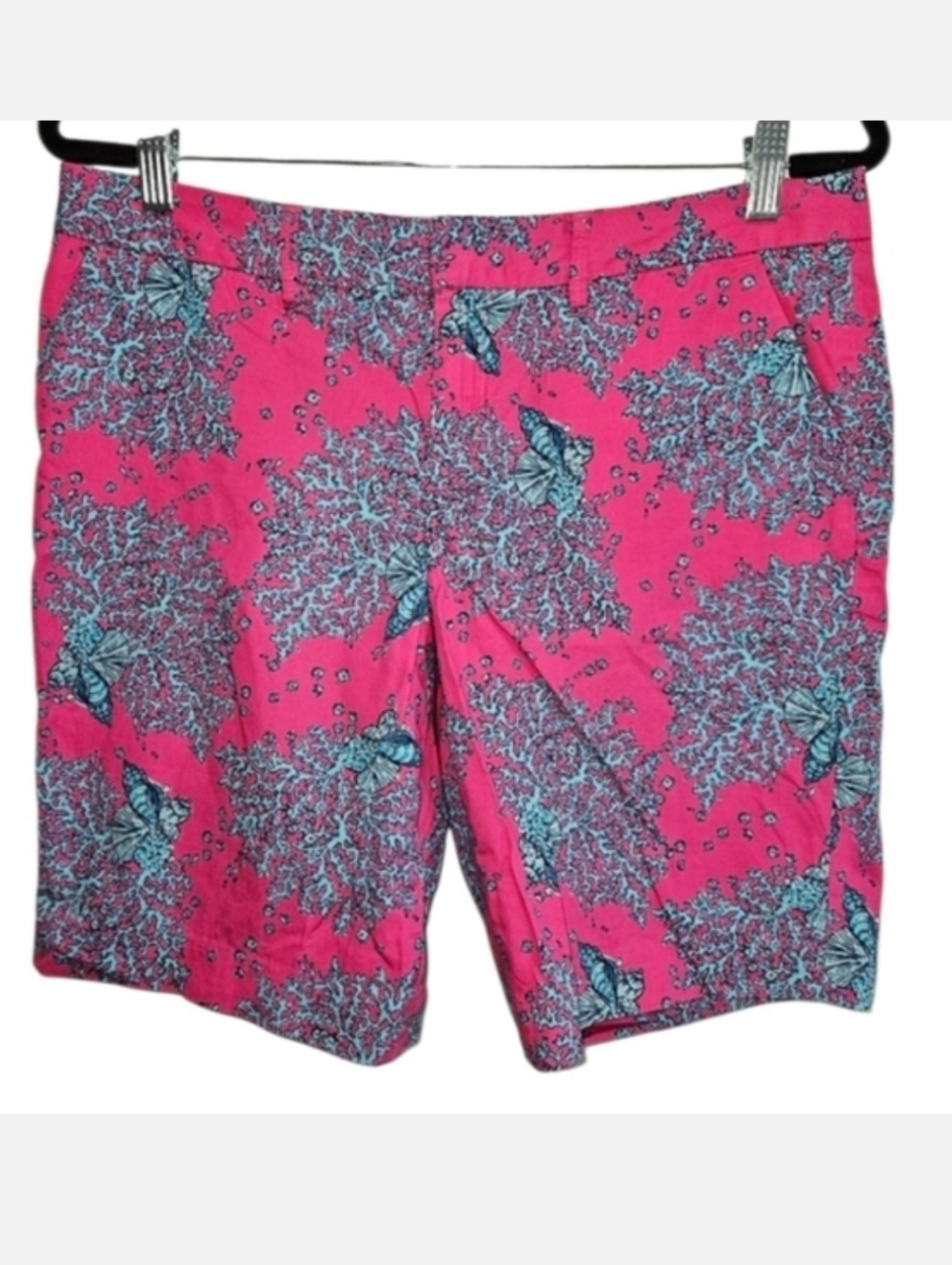 Lilly Pulitzer Bermuda Avenue Shorts Women's Size 8 Beachy Coral Reef Seashells - Picture 2 of 16
